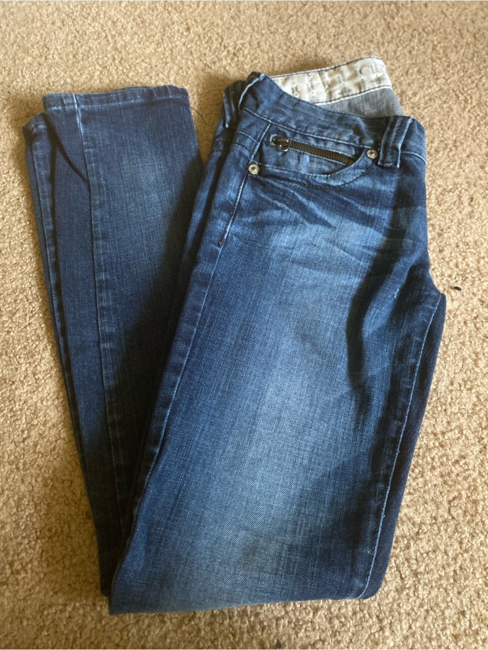 Guess Premium Daredevil Skinny Jeans Chain Embellished Y2K Dark Wash 27